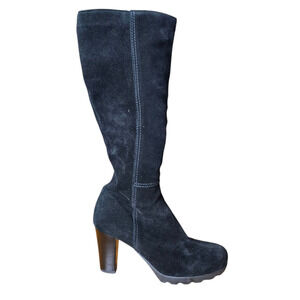 La Canadienne Beverly Black Tall Suede Boot Heel Size 6 Waterproof